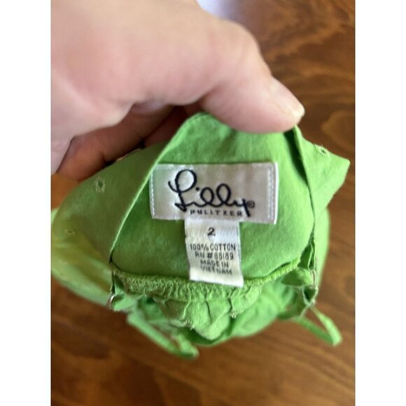 Lilly Pulitzer Green Vintage Tag Sleeveless Knit Cotton Tank Eyelet Top Size 2 - Picture 3 of 5